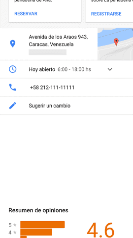 Ejemplo de un Perfil comercial de una panadería, donde se destaca la información principal de la empresa.