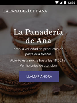 Ejemplo de un sitio web de una empresa, creado a partir del Perfil comercial.